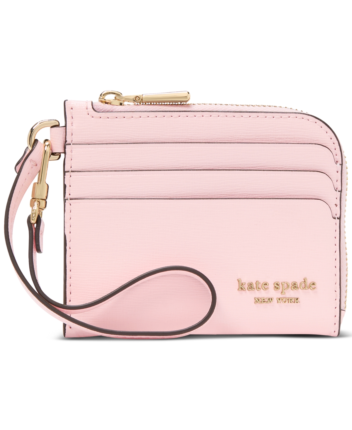 Devin Saffiano Leather Coin Card Case Wristlet - Pastry Pink