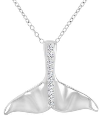 Whale Tail Pendant Necklace in Sterling Silver, 18"