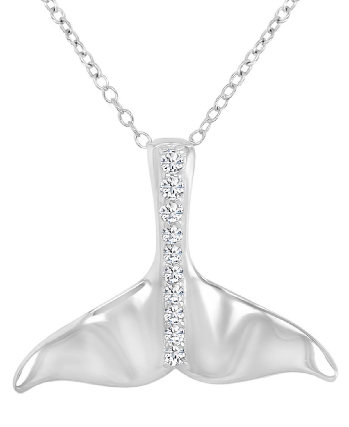Macy's Whale Tail Pendant Necklace In Sterling Silver, 18" In Silver