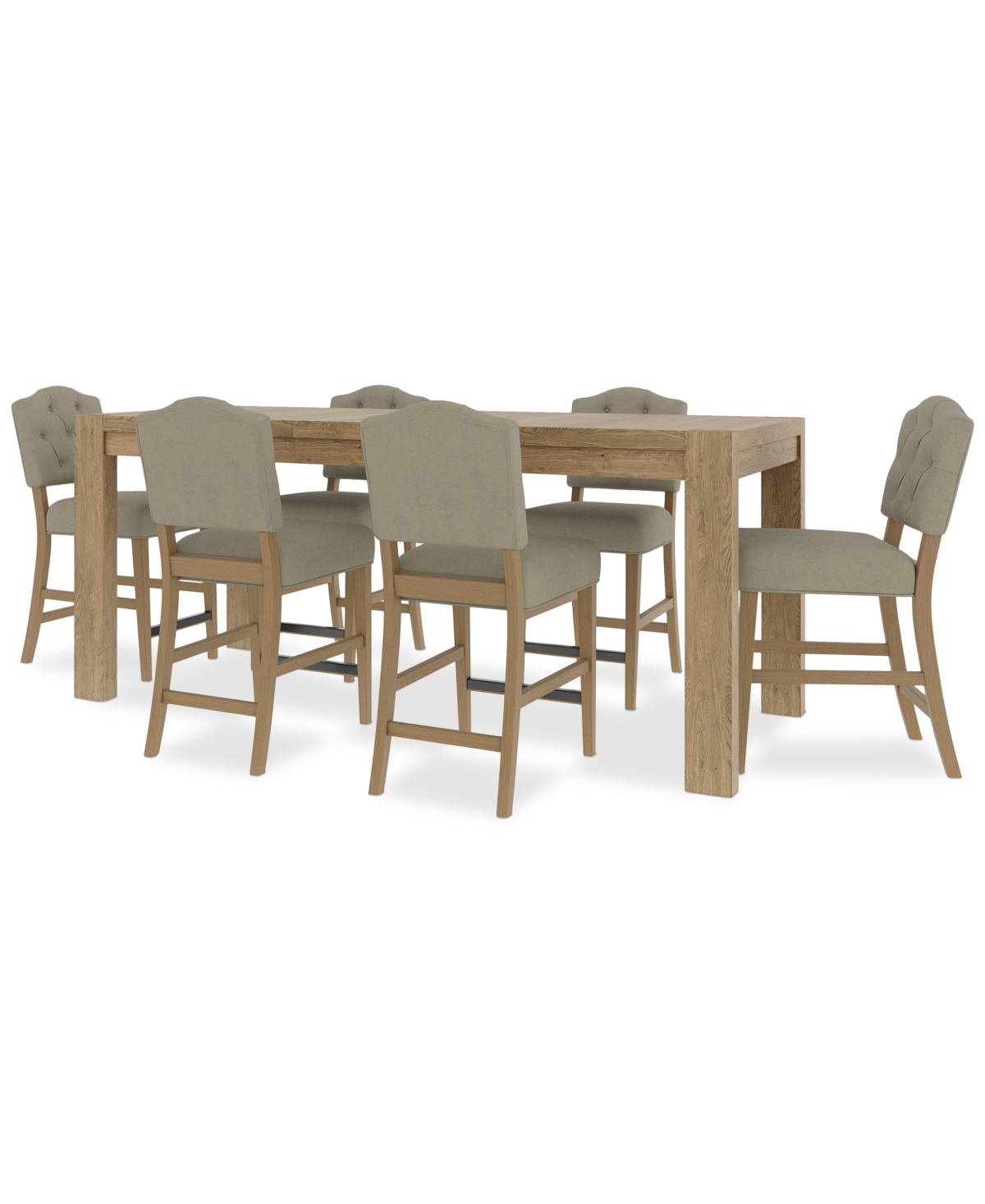 Macy's 7pc Counter Height Dining Set (davie Rectangular Table & 6 Jesilyn Stools) In Sand