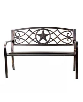 Steel Garden Bench – 4-Foot Outdoor Patio Seating with Powder Coated Metal Finish for Lawn or Porch