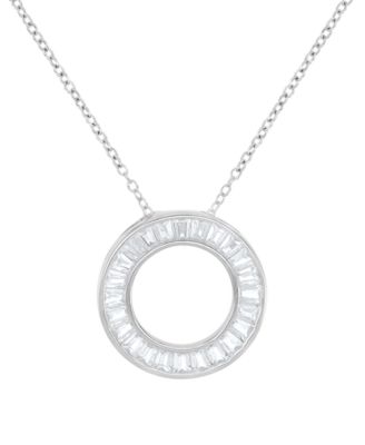 Cubic Zirconia Open Circle Pendant Necklace in Sterling Silver