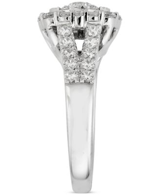 Diamond Halo Cushion Shape Cluster Engagement Ring (1-1/2 ct. t.w.) in 14k White Gold