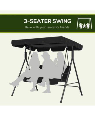 3-Seat Outdoor Patio Swing w/ Canopy & Cushion, 2