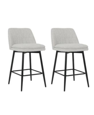  Set of 2  Upholstered, Metal Legs   25.6", 360° Swivel  Counter Height Stools