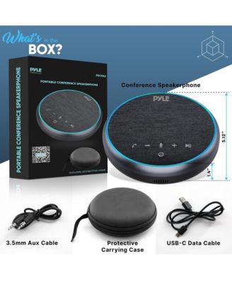 Portable Conference Speakerphone - Wireless Bluetooth Streaming with USB-C, AUX Cable, and Omni-Directional Microphone