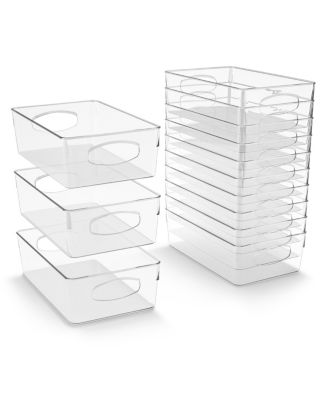 10 Pack Medium Clear Plastic Storage Bins with Handle