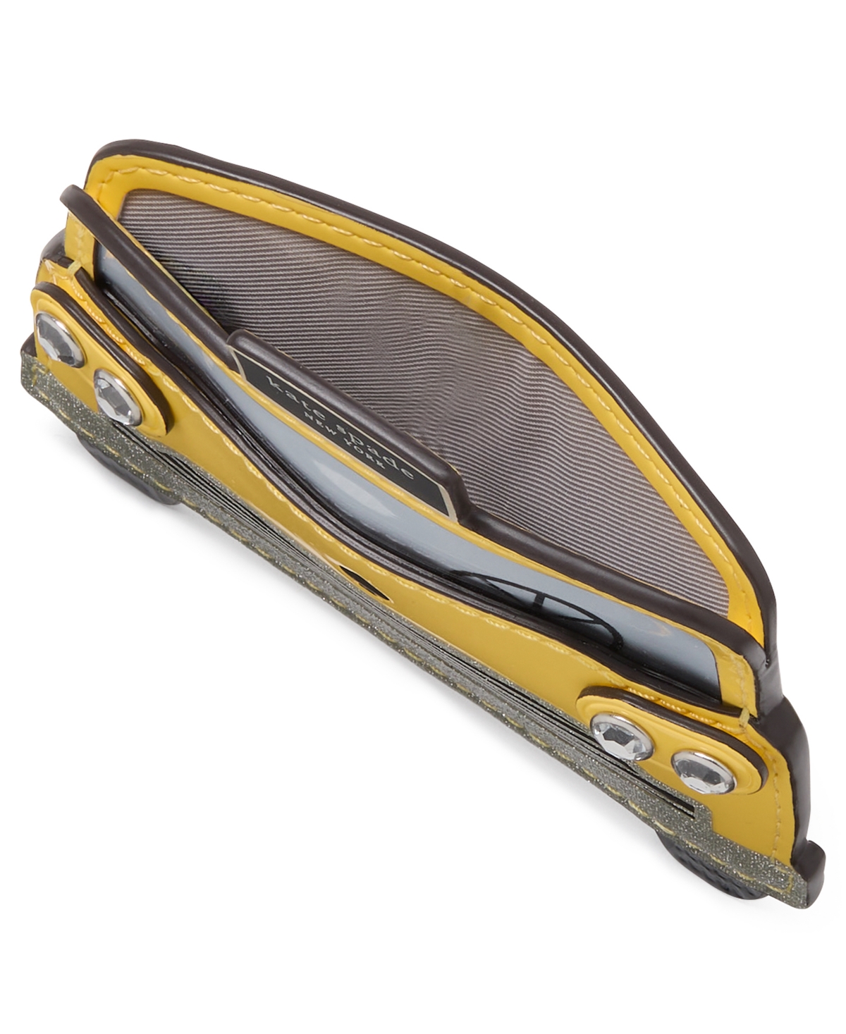 Kate Spade Hey Taxi Embellished Card Case In Yellow Multi