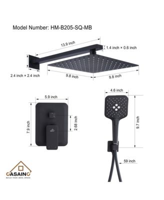 10 Inch Wall Mounted Square Shower System Set with Handheld Spray