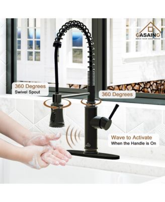 Pull Down Sprayer Kitchen Faucet with Infrared Sensor Induction Function and Deck Plate