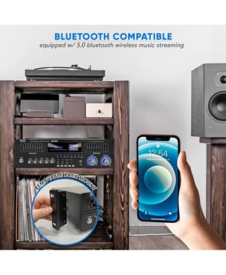 Stereo Bluetooth Home Theater Amplifier - Built-in Cooling Fan, Radio Antenna, BT/FM/Optical/Coaxial/HDMI & Dual 10 Band EQ, 1600W