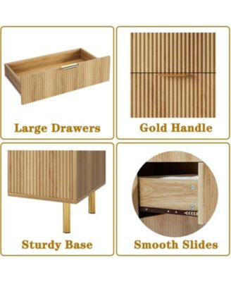 Modern 3 Drawer Dresser for Bedroom with Gold Handle and Large Drawer, Wood Double Chest of Drawers and Storage Organizer for Living Room, Hallway, Entryway