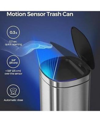 Motion Sensor Trash Can with Ozone Sanitizing Button for Odor Control