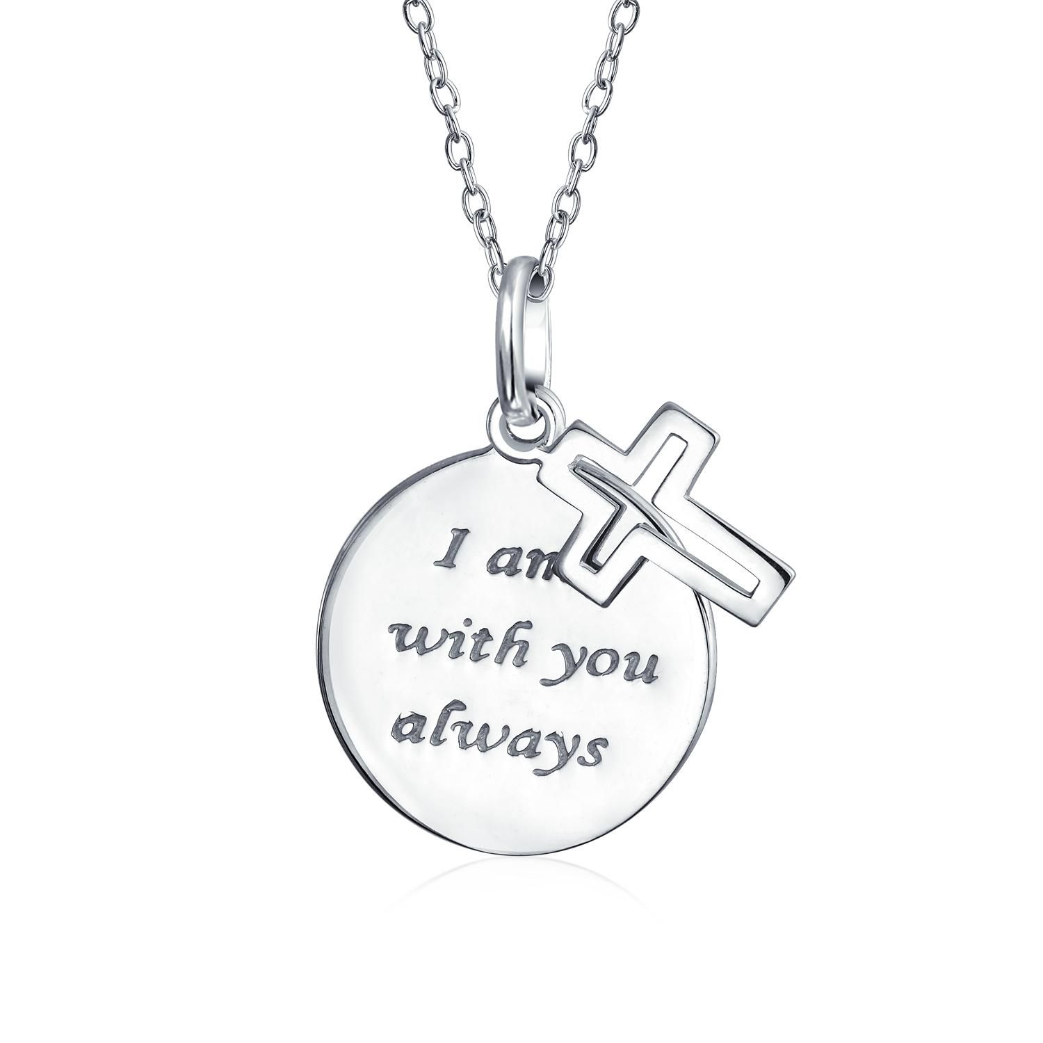 Spiritual Christian Eternal Circle Cross Pendant Necklace Sterling Silver