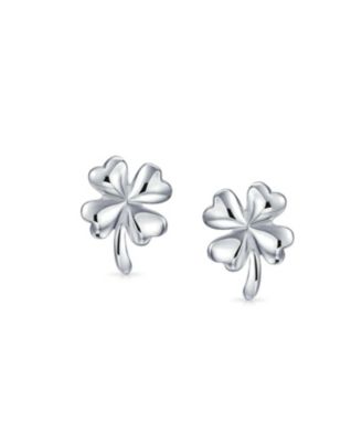 Luck of the Irish Shamrock Clover Stud Earrings .925 Sterling Silver