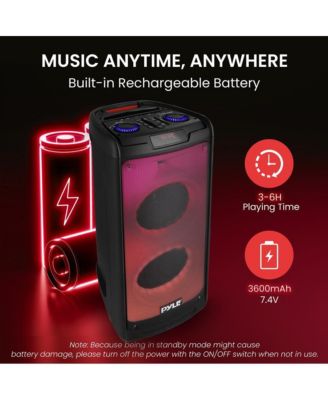Portable Bluetooth PA Speaker System - 500W Rechargeable Indoor Outdoor Stereo w/Dual 8” Woofer & Tweeter, Audio Recording, Wireless Microphone, Flaming Light, Radio, MP3/USB/Micro SD, Remote