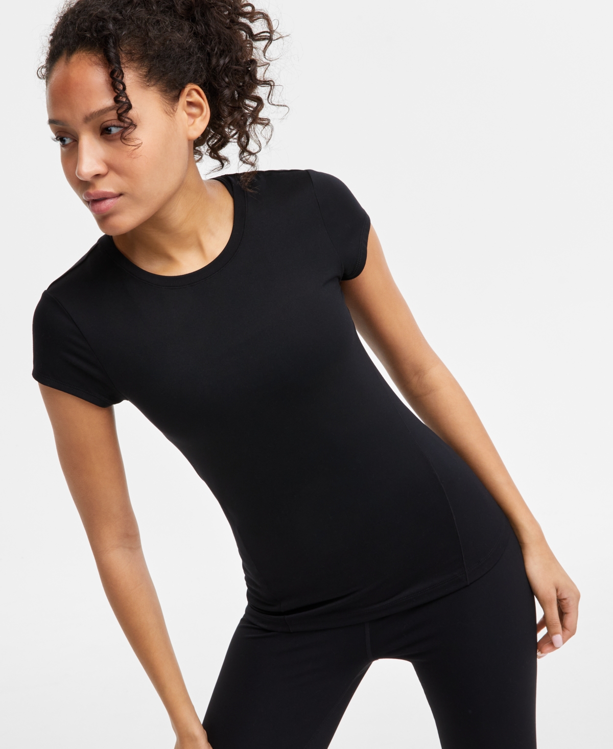 Id Ideology Women's Soft Short-sleeve Top, Exclusively At Macy's In Deep Black