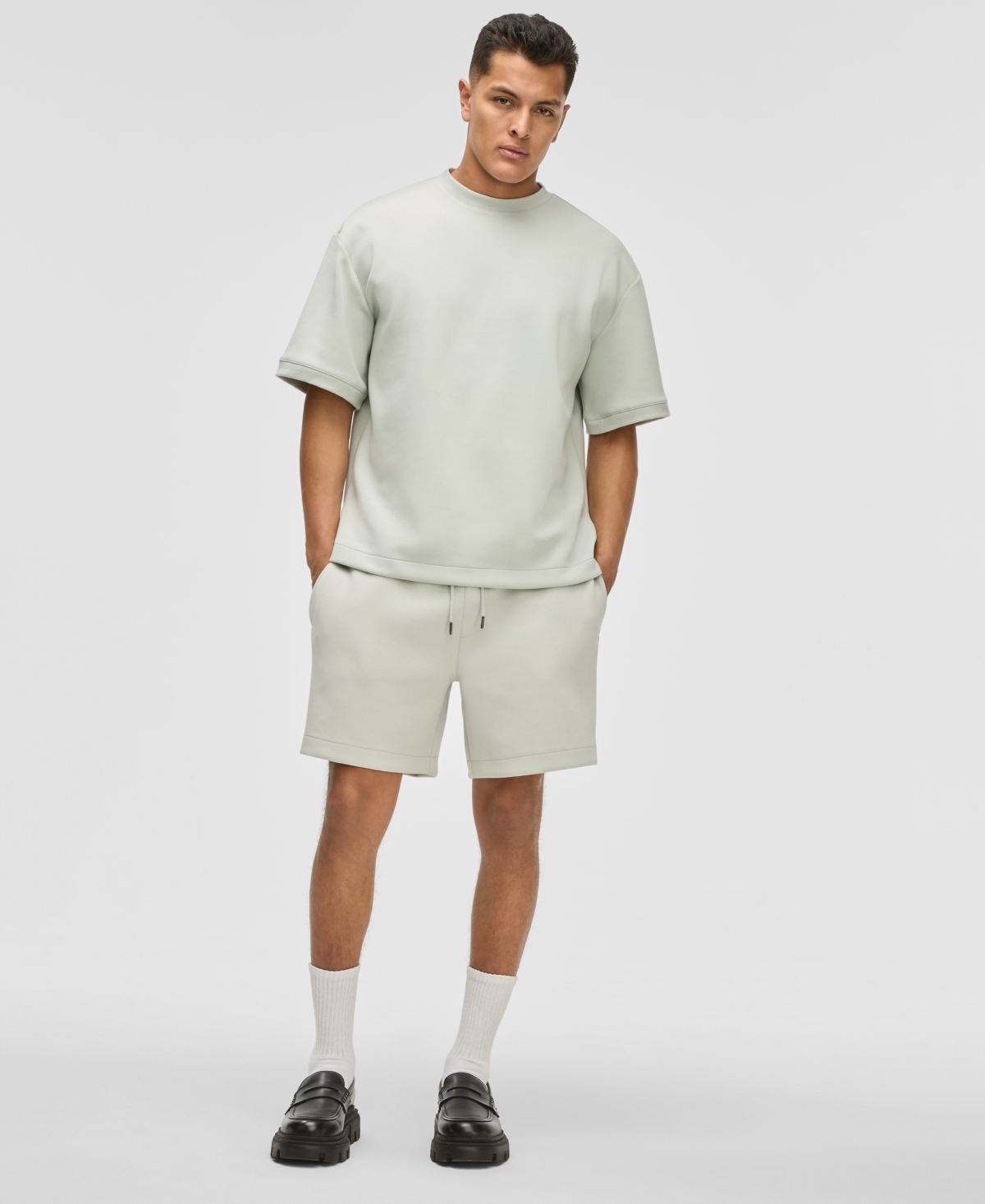 Men's Regular-Fit Pull-On Track Shorts, Created for Macy's - Bleached Oak