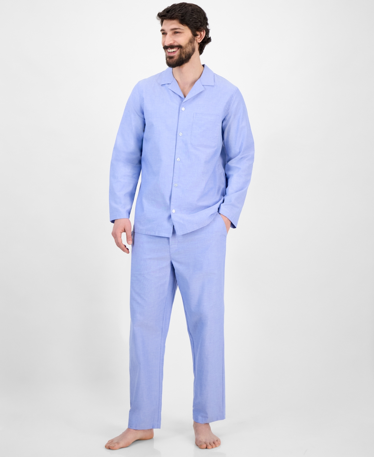 CLUB ROOM MEN'S OXFORD PAJAMA SET, EXCLUSIVELY AT MACY'S 