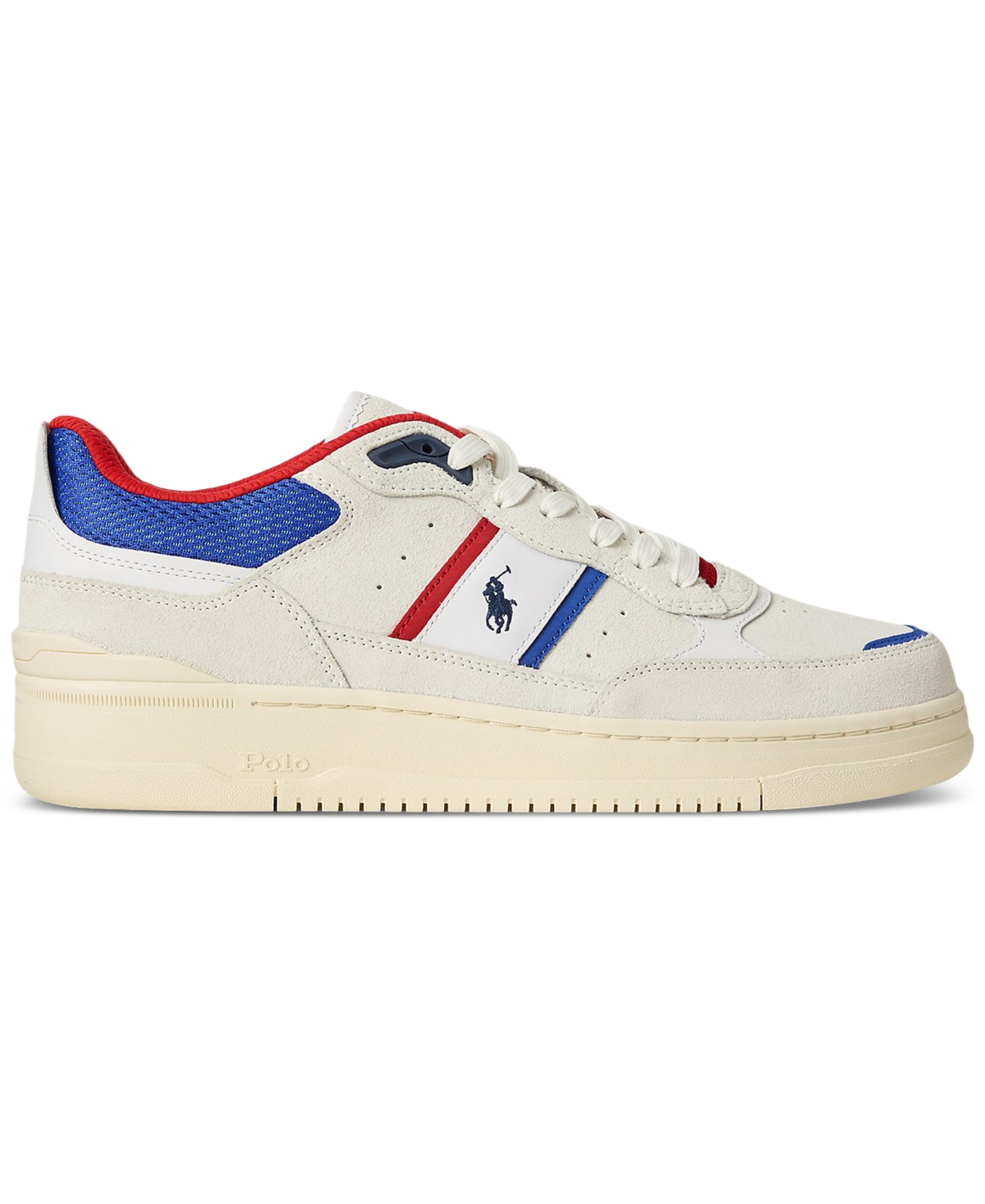 Polo Ralph Lauren Men's Masters Sport Suede Sneaker In Bianco,royal,red