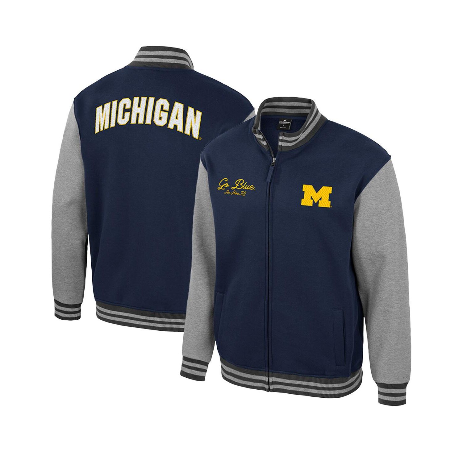 Men's Navy Michigan Wolverines Ambi-Turner Full-Zip Varsity Jacket