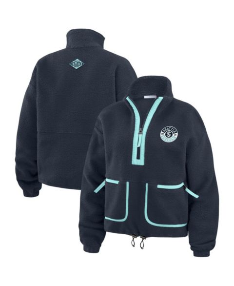 Женские куртки WEAR by Erin Andrews Women's Deep Sea Blue Seattle Kraken Polar Fleece Half-Zip Jacket