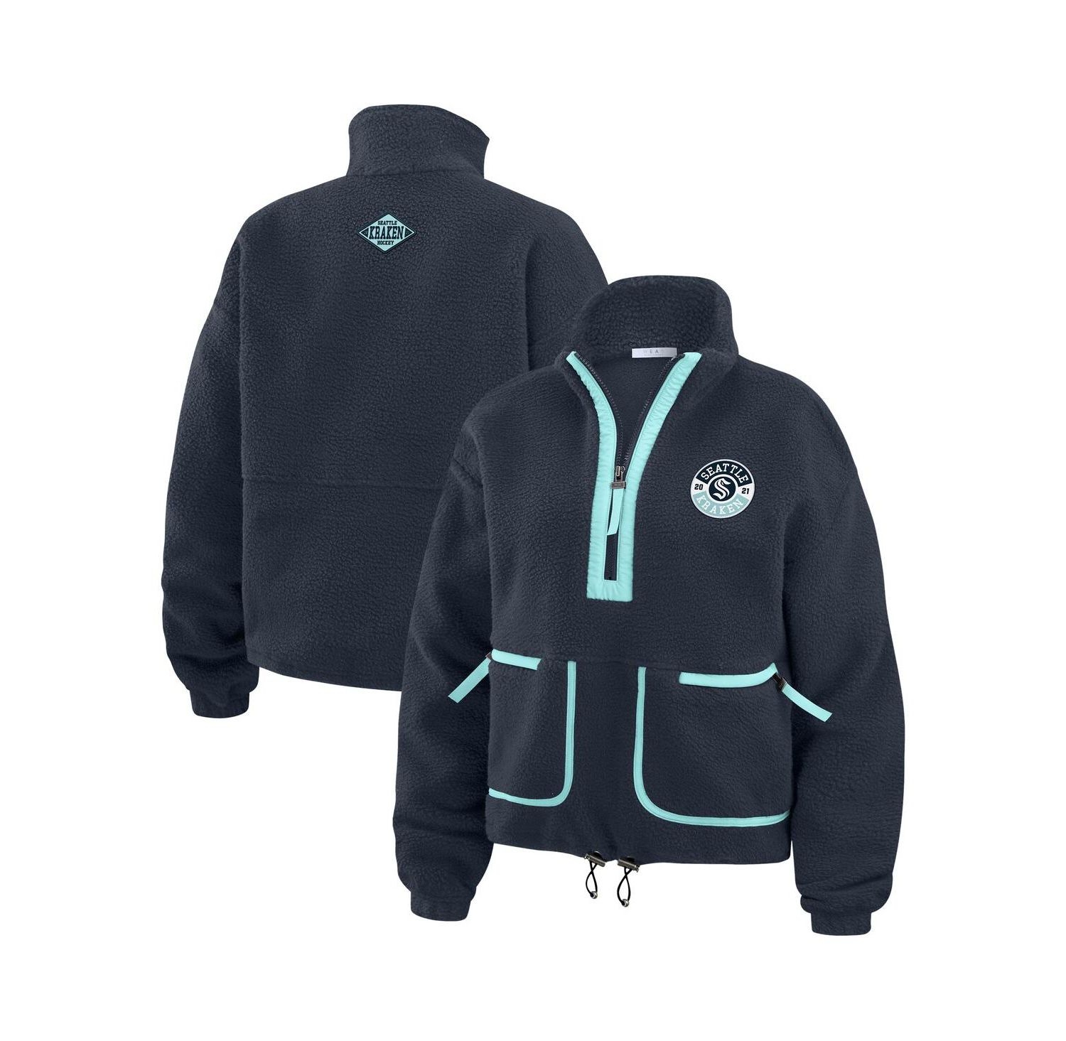 Women's Deep Sea Blue Seattle Kraken Polar Fleece Half-Zip Jacket