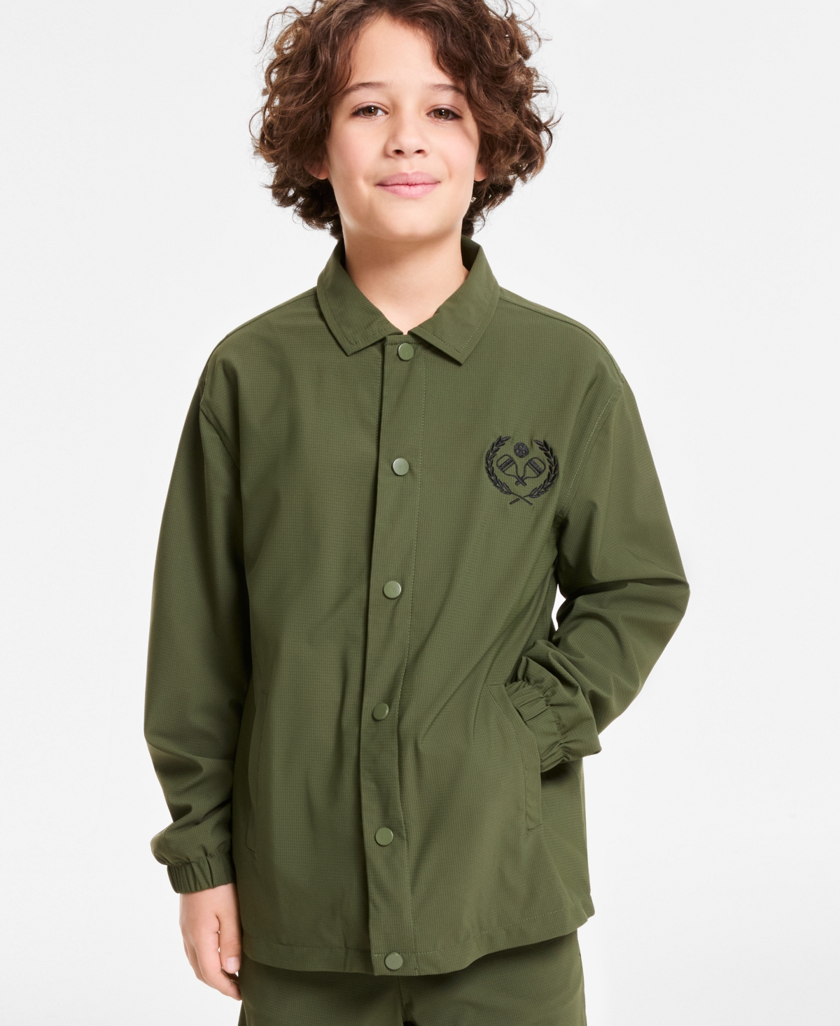 Macy's Epic Threads Little Big Boys Pickleball Club Coach Jacket Los Angeles Graphic T Shirt Layered Look S In Seaweed
