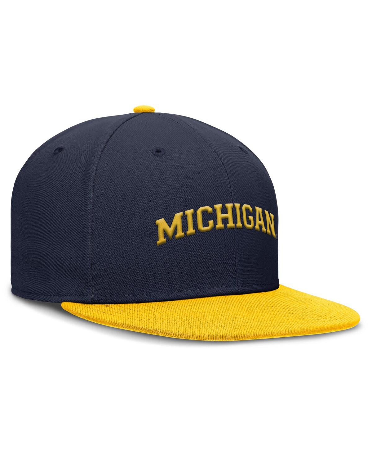 JORDAN MEN'S NAVY/MAIZE MICHIGAN WOLVERINES TWO-TONE PRIMETIME PERFORMANCE FITTED HAT 