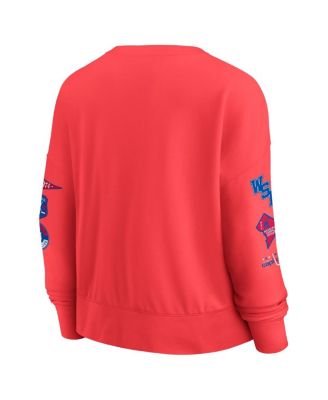 Women's Red Washington Capitals Oversized Vintage Go Team Pullover Sweatshirt