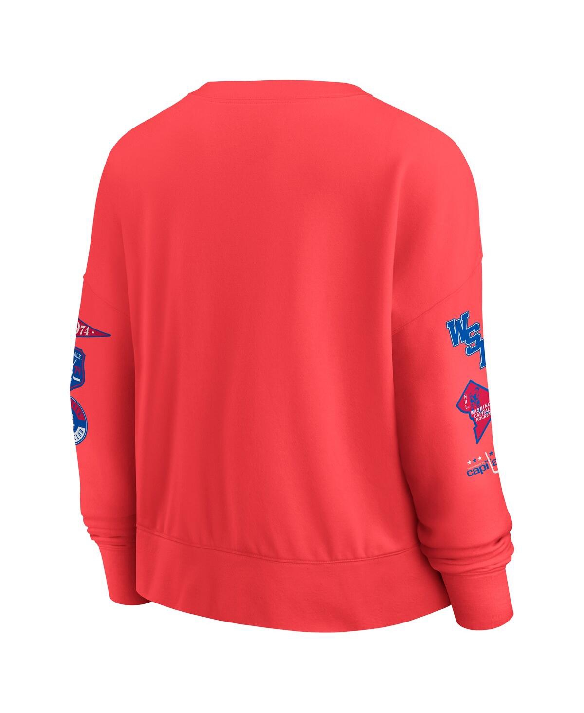 Fanatics Women's Red Washington Capitals Oversized Vintage Go Team Pullover Sweatshirt In Red