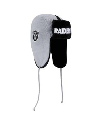 Men's Silver Las Vegas Raiders Helmet Head Trapper Knit Hat