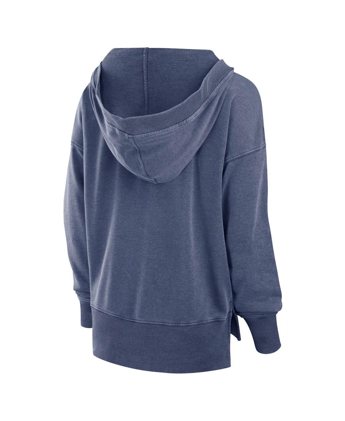 Fanatics Women's Navy Notre Dame Fighting Irish Initiative Snow Wash French Terry V-neck Pullover Hoodie In Navy
