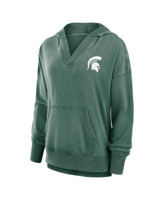 Women's Green Michigan State Spartans Initiative Snow Wash French Terry V-Neck Pullover Hoodie