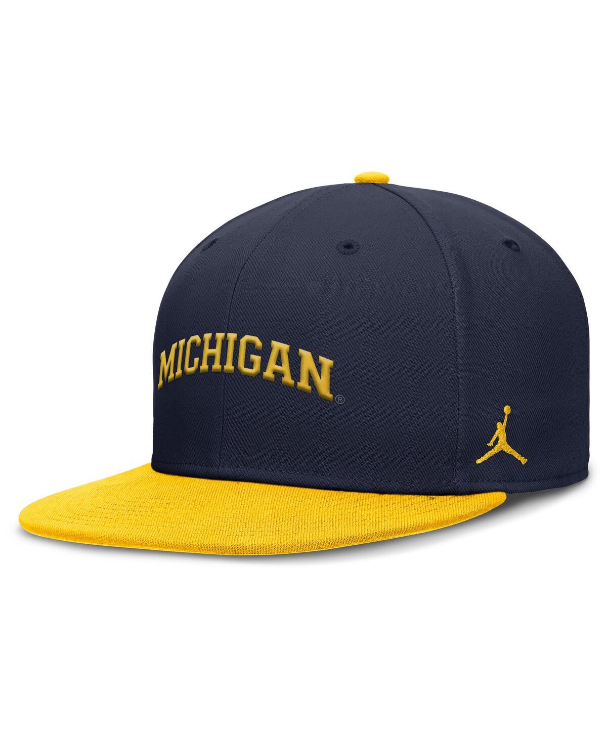JORDAN MEN'S NAVY/MAIZE MICHIGAN WOLVERINES TWO-TONE PRIMETIME PERFORMANCE FITTED HAT 
