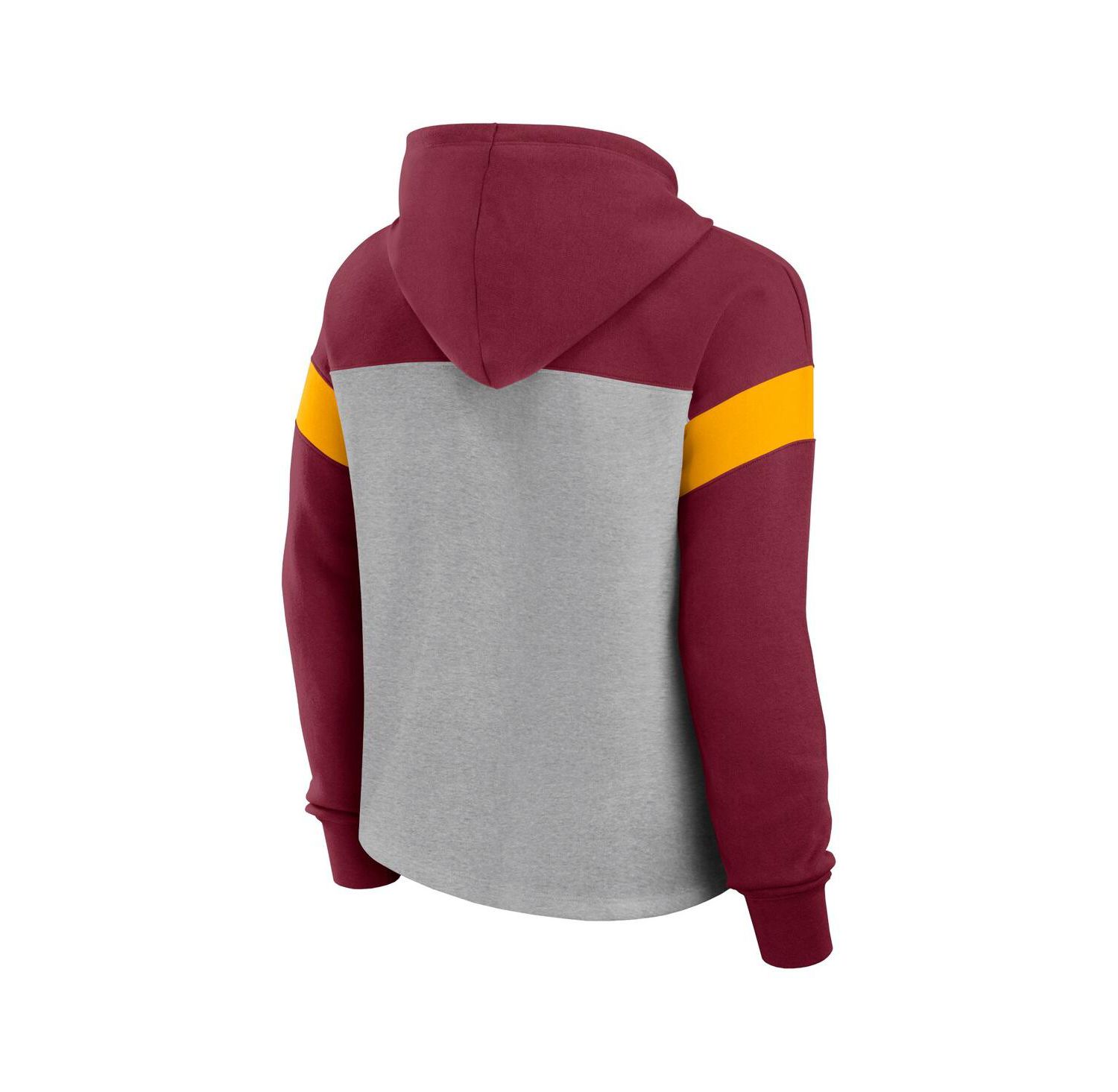 Women's Heather Gray/Burgundy Washington Commanders Bold Play Call Pullover Hoodie