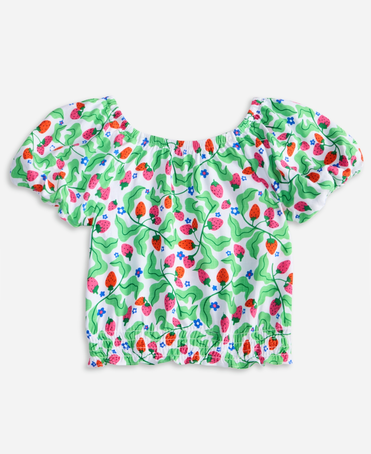 Epic Threads Kid Girl Berry-print Smocked Puff-sleeve Top, Exclusively At Macy's In Bright Whi
