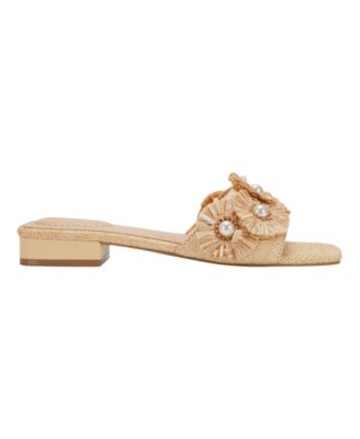 Women's Marcell Flower Raffia Flat Slide Sandals