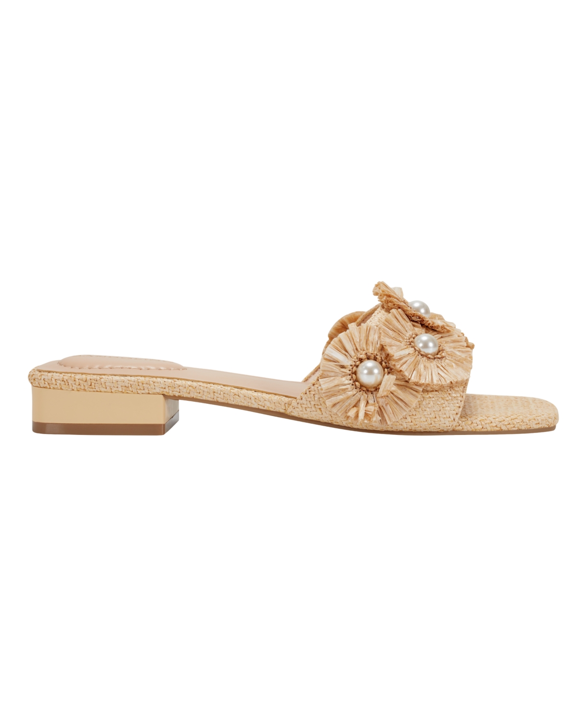 Shop Bandolino Women's Marcell Flower Raffia Flat Slide Sandals In Light Natural