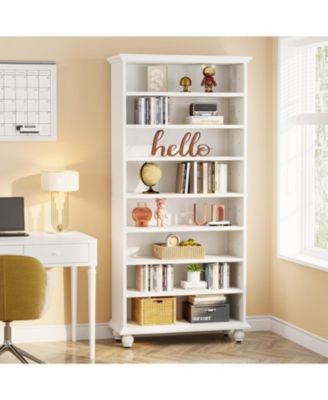 LED-Lit 9-Tier Freestanding Bookshelf Set with Solid Wood Legs – Tall Open Display Shelf Organizer for Home & Office.