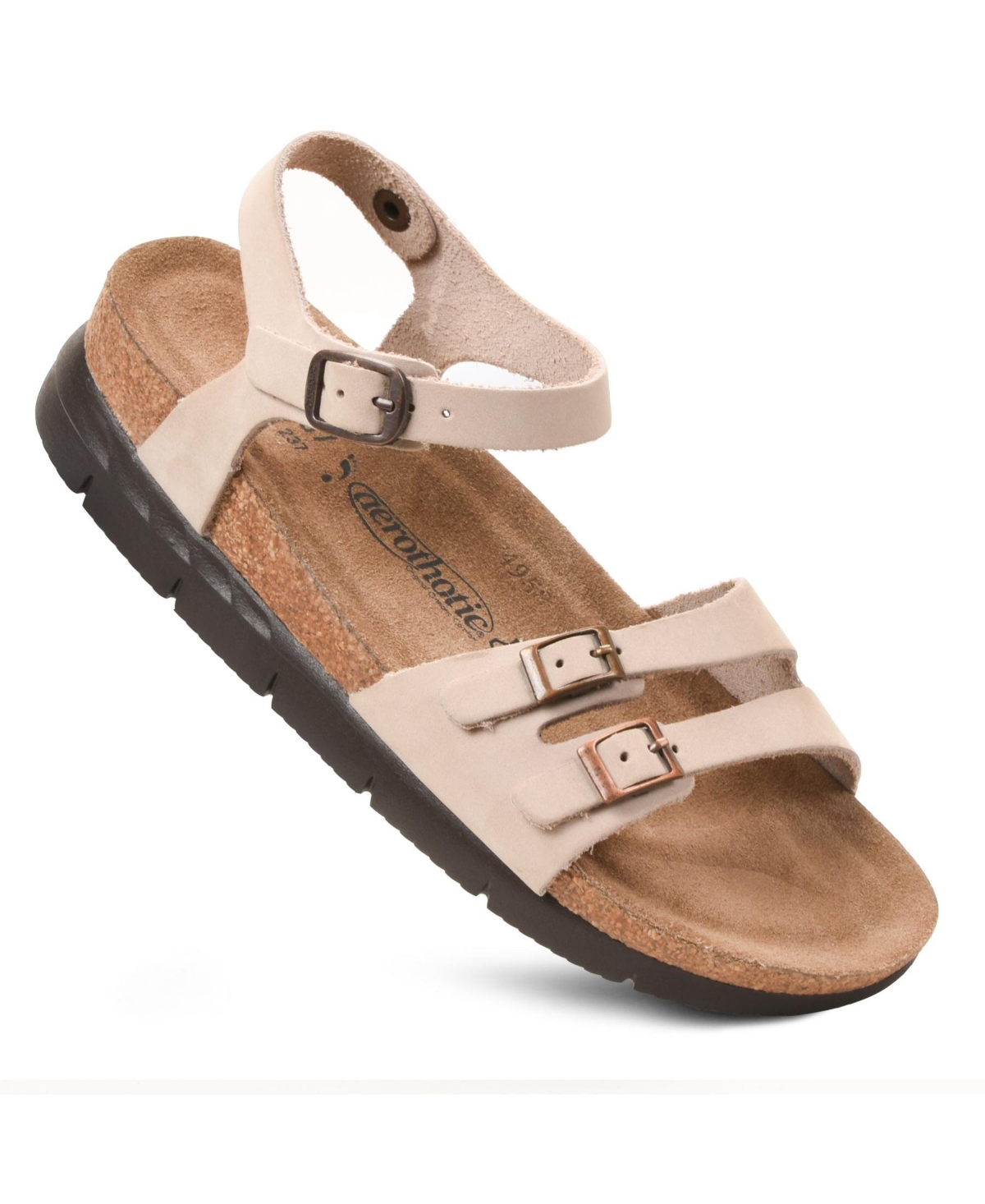 - Whitney Open Toe Genuine Leather Platform Sandals with Adjustable Ankle Strap - Light purple