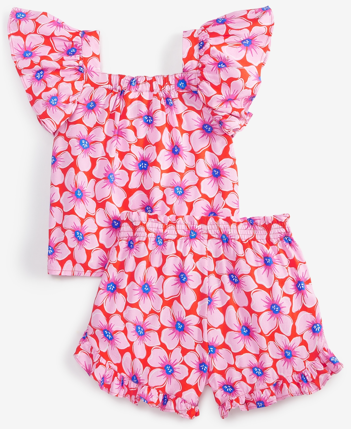 Epic Threads Toddler Girl Floral Woven Short Set, Toddler, Exclusively At Macy's In Mandarin R