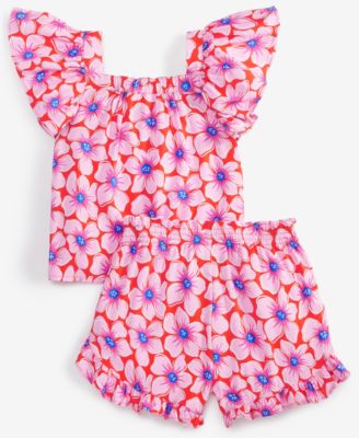 Toddler Girl Floral Woven Short Set, Toddler, Exclusively at Macy's 