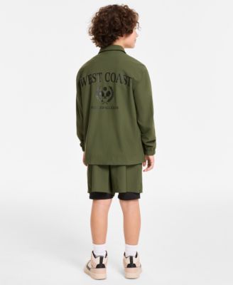 Macy's Epic Threads Little Big Boys Pickleball Club Coach Jacket Los Angeles Graphic T Shirt Layered Look S In Seaweed
