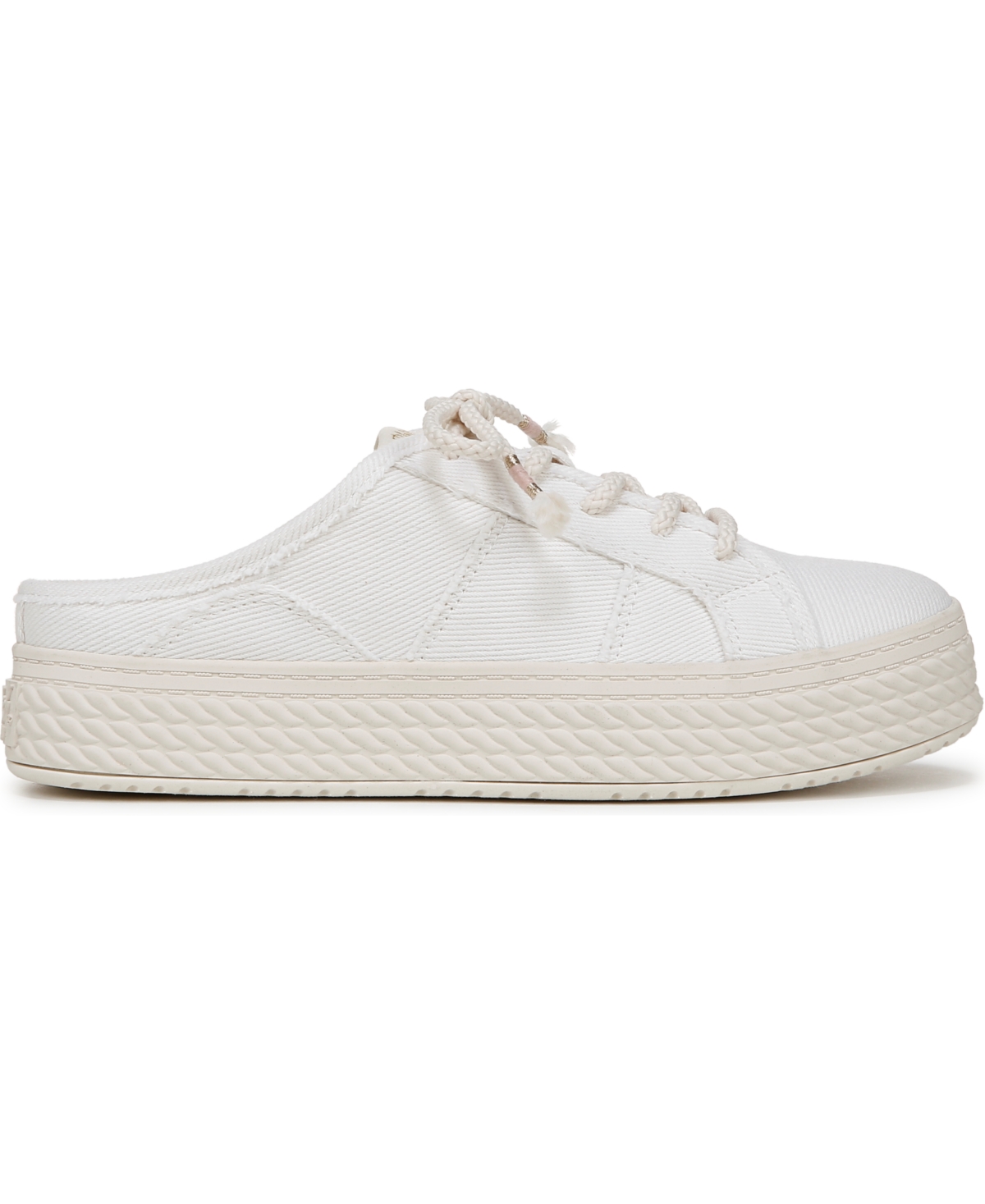 Blowfish Malibu Women's Super Slide Mule Platform Sneakers In White Twill Fabric