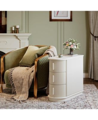 Wood 3-Drawer End Table with Finished Back, No Assembly Required