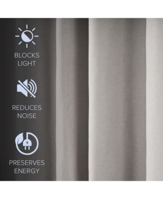 Linen Blend Total Blackout Grommet Curtains Pair, 52"X96"