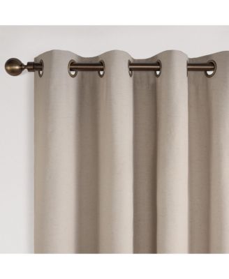 Linen Blend Total Blackout Grommet Curtains Pair