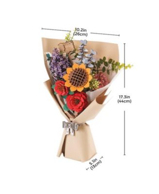 Flower Bouquet 3D Wooden Puzzle DIY Model Building Kits Toys, Multicolored, 10.2"5.1"17.3"