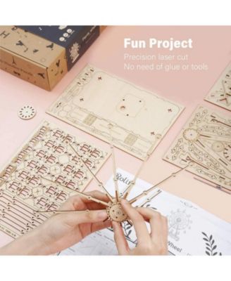 3D Wooden Puzzle Stagecoach Model Model Kits DIY Cars Toy Gifts, Beige, 11"4"13.3"